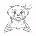 maltese bichon face with wings tattoo design idea