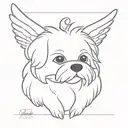 maltese bichon face with wings tattoo design idea