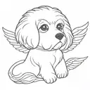 maltese bichon face with wings tattoo design idea