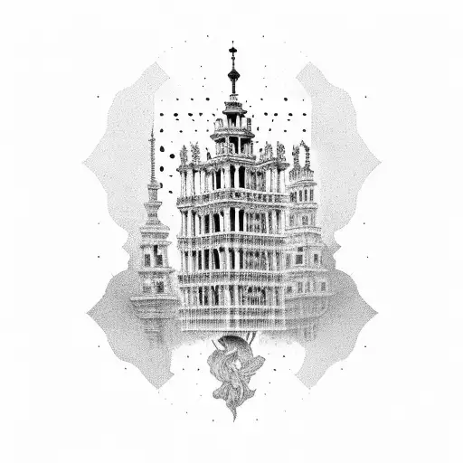 Giralda de Sevilla, con reloj que represente el tiempo y dos siluetas al lado que representen a mis padres tattoo design idea