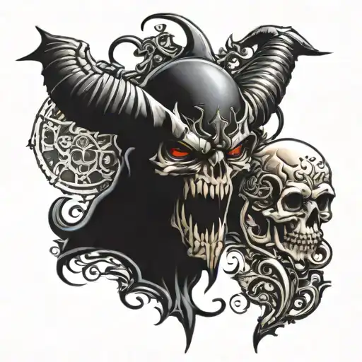 diablo video game + mafia symbol incorporated tattoo design idea
