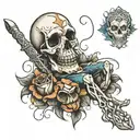 skull knee tattoo design idea