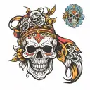 skull knee tattoo design idea
