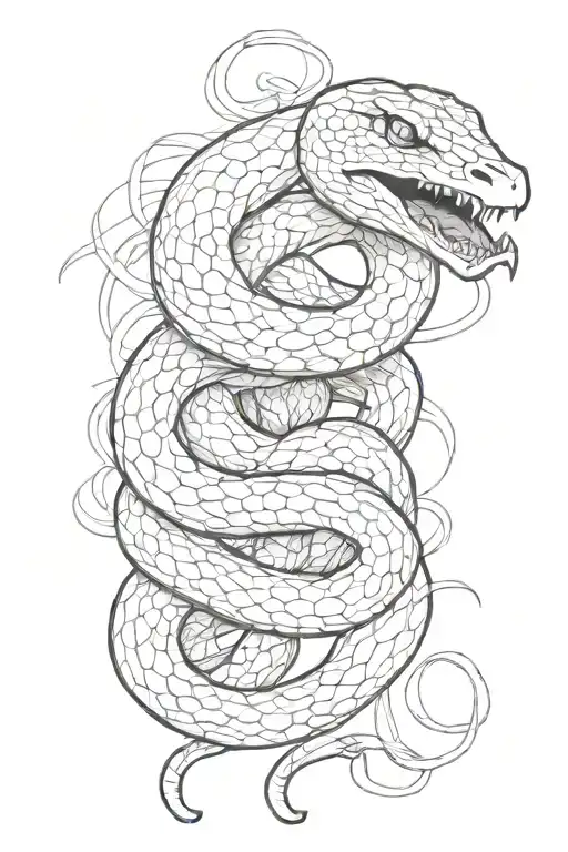 snake biting tattoo design idea
