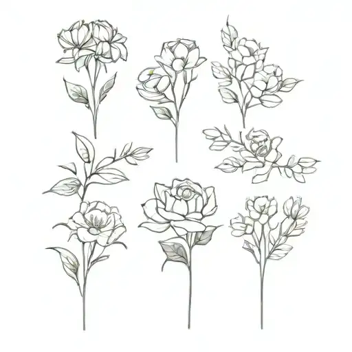 birth flower bouquet March April August October  tattoo design idea