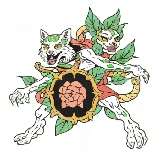 Kodamas running up a arm tattoo design idea