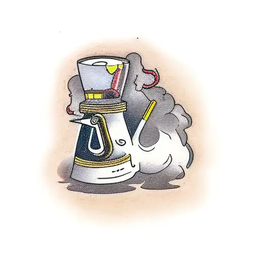 smoking pipe with coffee beans and guinea tattoo design idea