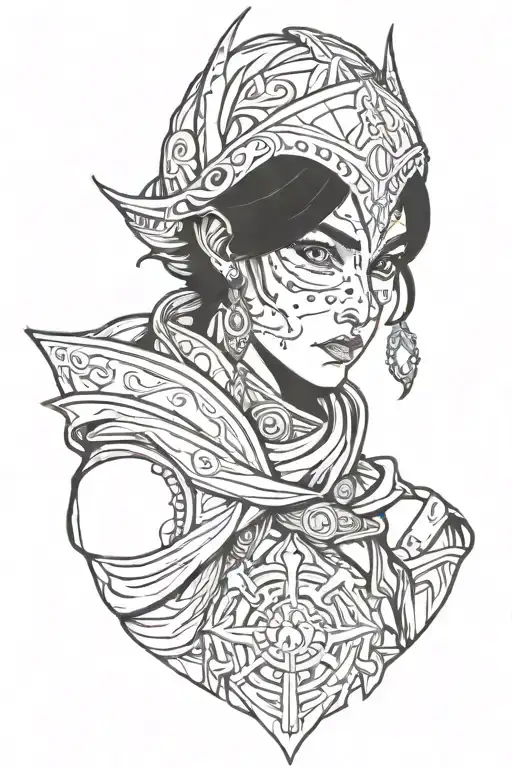 templar assassin woman tattoo design idea