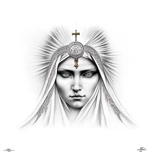Our Lady of Sorrow Beautiful face tattoo design idea