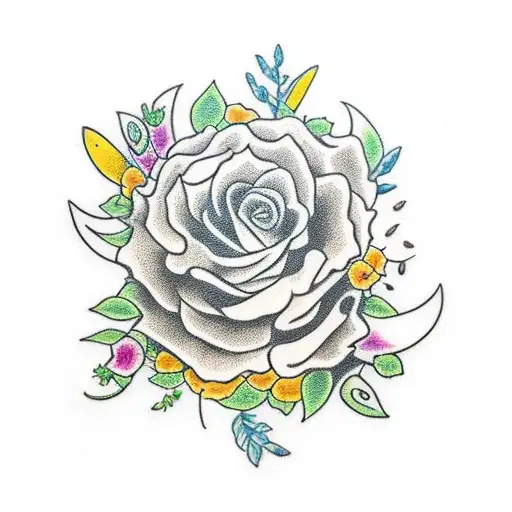ribcage filled with flowers with quote "graves into gardens" tattoo design idea