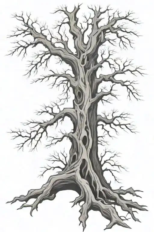 half dead tree tattoo design idea