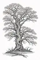 half dead tree tattoo design idea