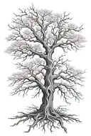 half dead tree tattoo design idea