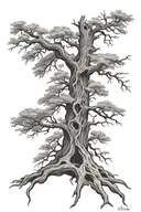 half dead tree tattoo design idea
