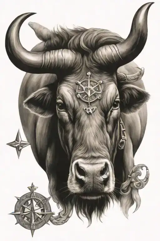 military taurus zodiac sign tattoo design idea