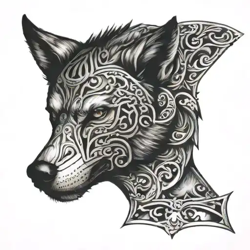 wolf head on Roman gladiator tattoo design idea