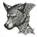 wolf head on Roman gladiator tattoo design idea