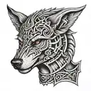 wolf head on Roman gladiator tattoo design idea