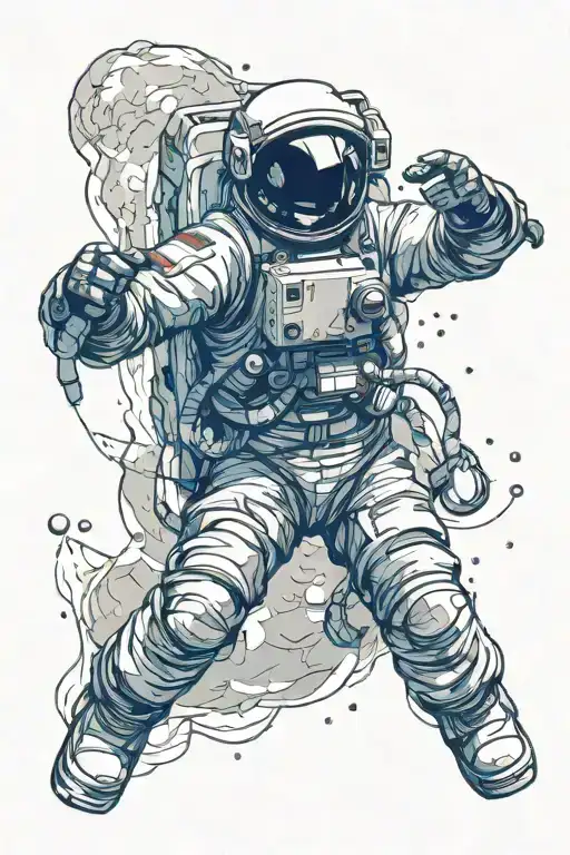 Astronaut floating in space tattoo design idea