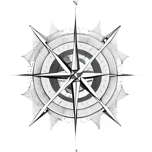 cracked compass tattoo design idea