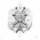 simple cross and the words "Domine festina ad adiuvandum me" tattoo design idea