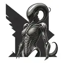 Xenomorph in a Marilyn Monroe dress tattoo design idea