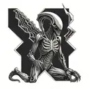 Xenomorph in a Marilyn Monroe dress tattoo design idea