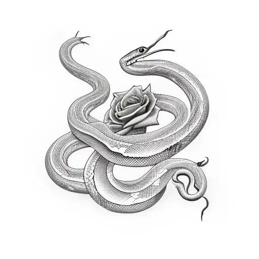 snake Fades in flowers tattoo design idea