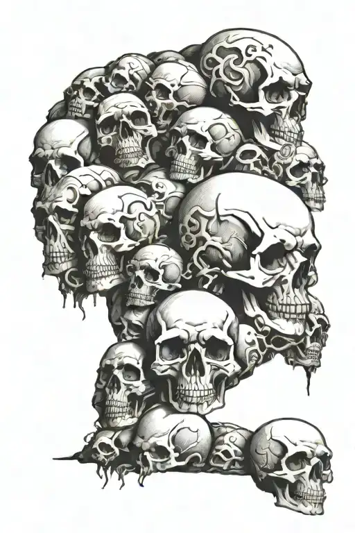 mountain of skulls and corpses  tattoo design idea