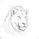Lion head with lightning-like scars on the face that are red. tattoo design idea