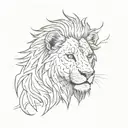 Lion head with lightning-like scars on the face that are red. tattoo design idea