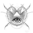 evil eye butterflies tattoo design idea