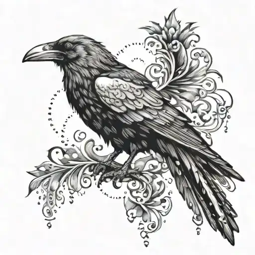 A design of a crow with a crown, symbolizing the cunning and intelligence of the characters in 'Six of Crows' tattoo design idea