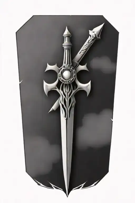 halo sword piercing tattoo design idea