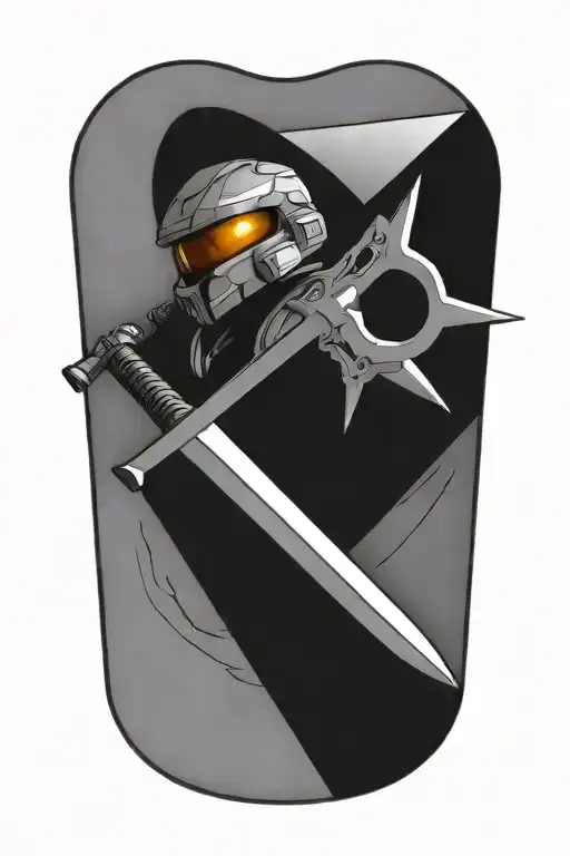 halo sword piercing tattoo design idea