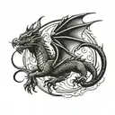 dragon flying over a moon  tattoo design idea