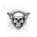 Skull skull rose butterfly's  tattoo design idea
