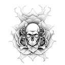 Skull skull rose butterfly's  tattoo design idea