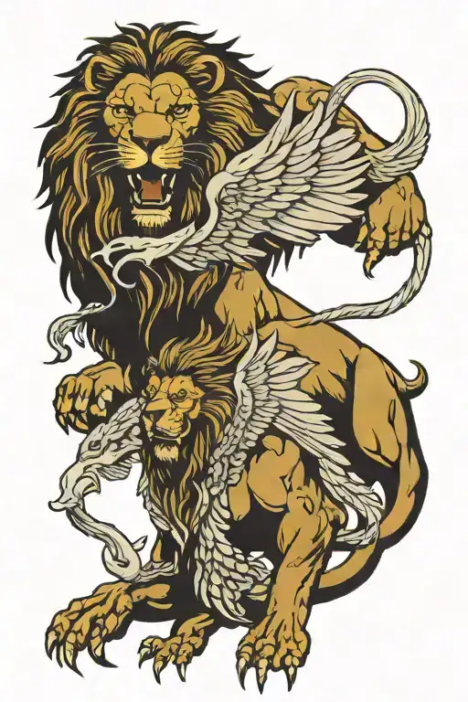 Four great beasts come out of the sea  1st beast  Lion with eagle’s wings - 2nd beast  Bear with 3 tusks  tattoo design idea