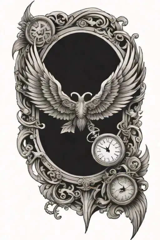 sand watch with wings named mumi tattoo design idea
