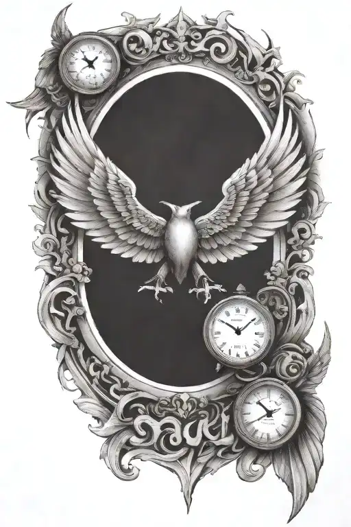 sand watch with wings named mumi tattoo design idea