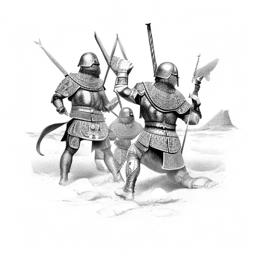 Roman soldiers fighting tattoo design idea