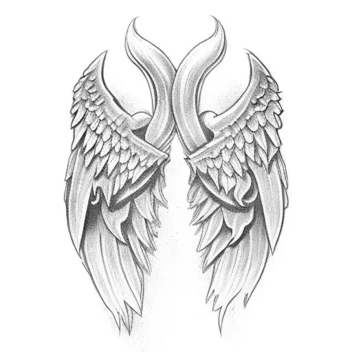 angel vs devil wing tattoo