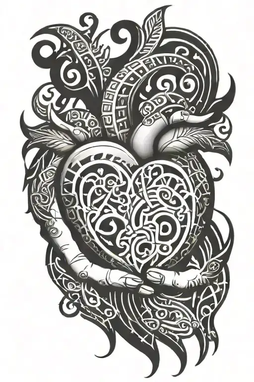 Heart in open hands holding tattoo design idea