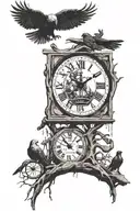 dead tree, birds flying away, eagle, nurse clock, police, fire fighting  tattoo design idea