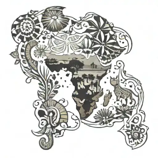 Africa continent tattoo design idea