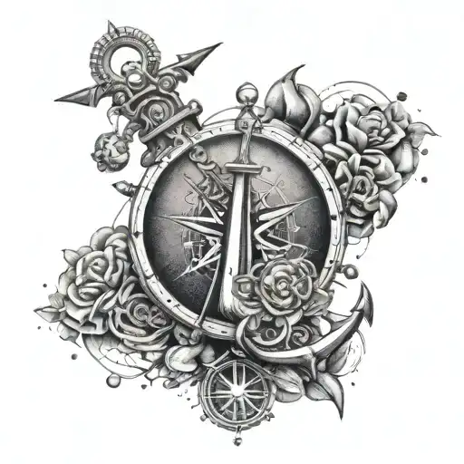 anchor and compass tattoo design idea