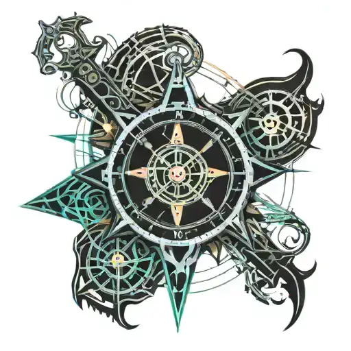 anchor and compass tattoo design idea