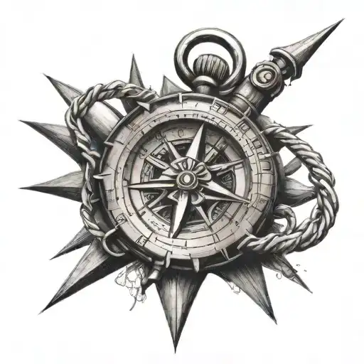 anchor and compass tattoo design idea