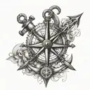 anchor and compass tattoo design idea